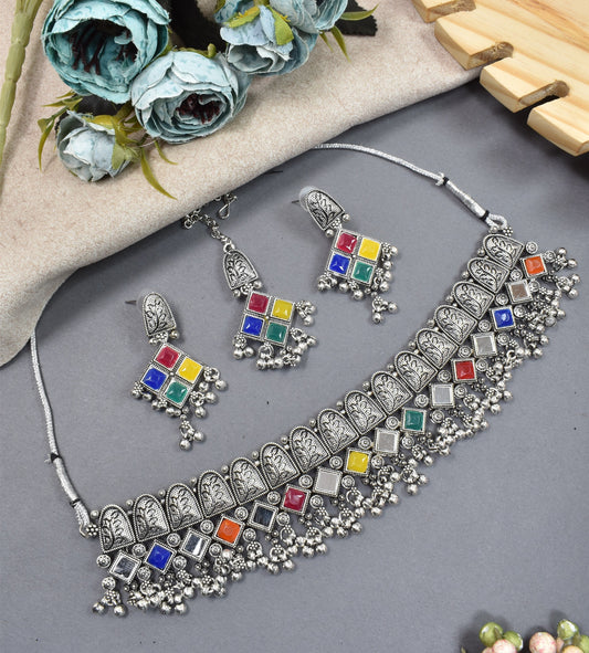 jewellery set for girls,Oxidised silver set,oxidised jwellery set,navratri jewellery set,garba jewellery set,Jewellery set,necklace gale ka,german silver necklace,Jewellery set for women,gale ka haar,neklace set,jewelery set for women,Antique designer set,gift ideas for wife