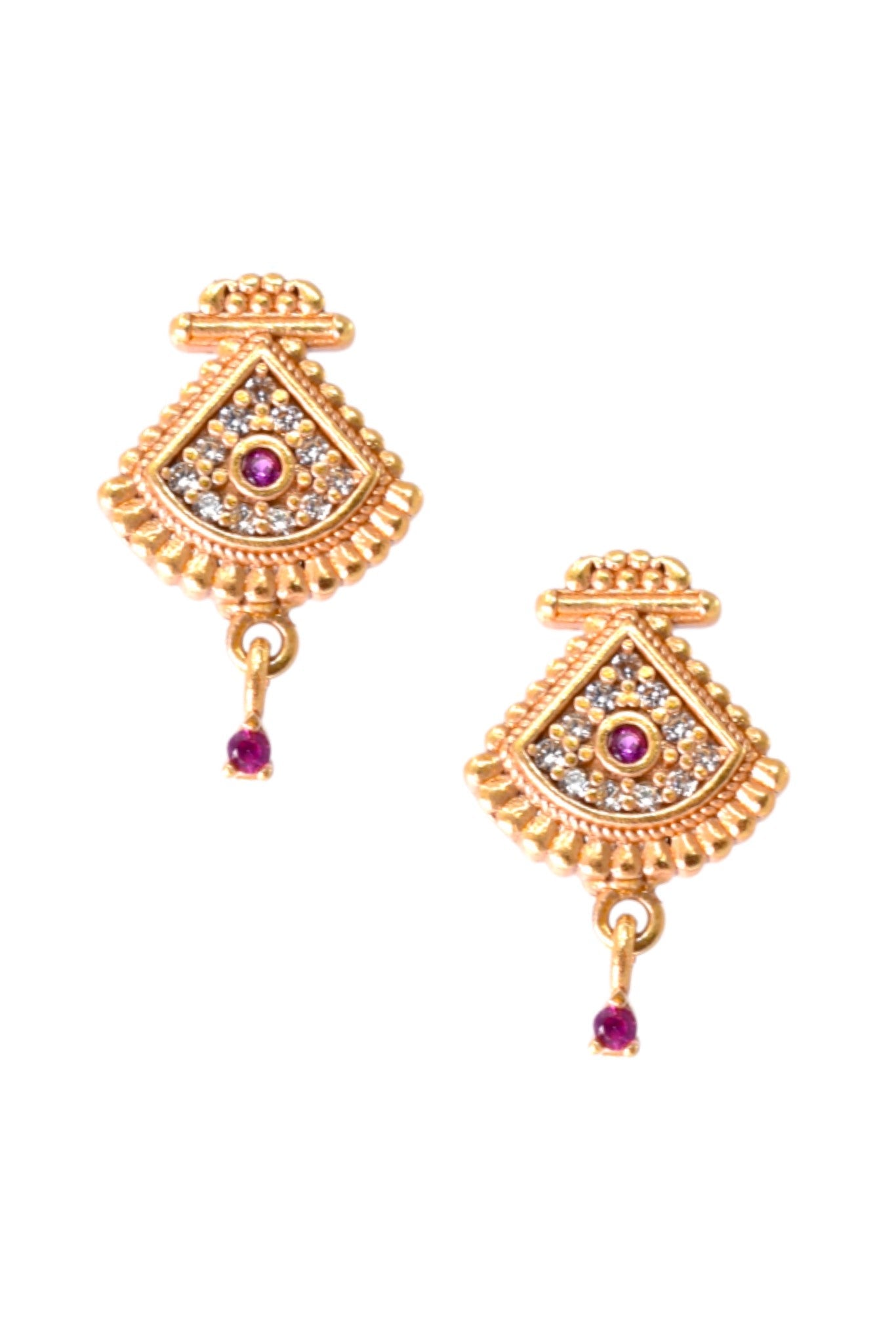 Meira Jewellery Gold Plated Stone Studded Pendant Necklace with Pink Center Accent for Women, Lightweight Party Jewellery for Festive, Wedding, Evening and Daily Styling with Premium Finish Chain-06