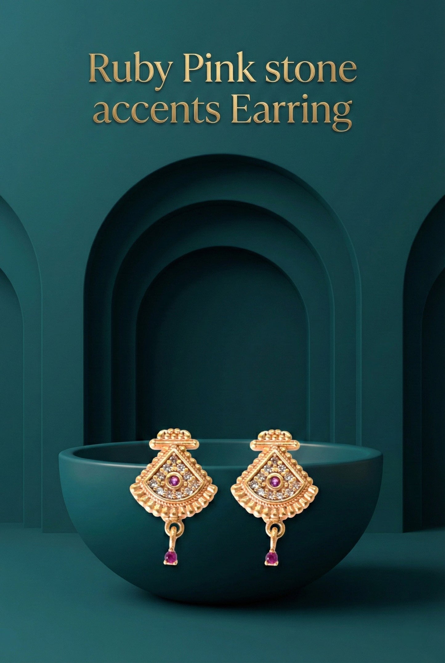 Meira Jewellery Gold Plated Stone Studded Pendant Necklace with Pink Center Accent for Women, Lightweight Party Jewellery for Festive, Wedding, Evening and Daily Styling with Premium Finish Chain-06