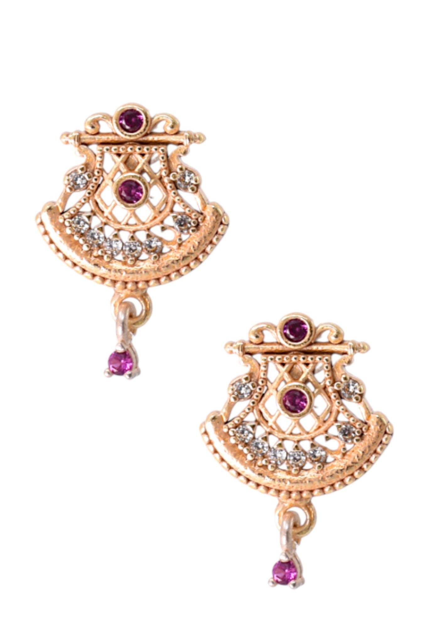 Meira Jewellery Gold Plated Stone Studded Pendant Necklace with Pink Center Accent for Women, Lightweight Party Jewellery for Festive, Wedding, Evening and Daily Styling with Premium Finish Chain-12