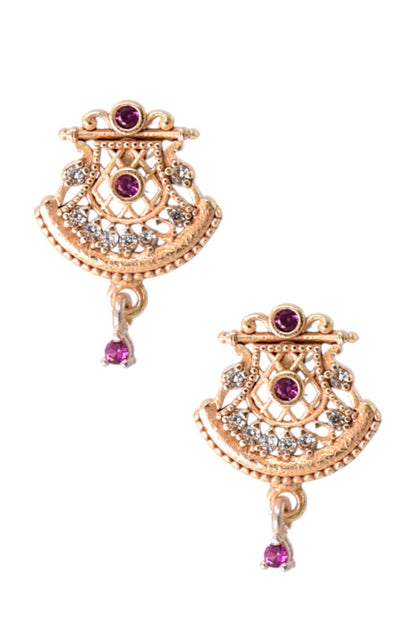 Meira Jewellery Gold Plated Stone Studded Pendant Necklace with Pink Center Accent for Women, Lightweight Party Jewellery for Festive, Wedding, Evening and Daily Styling with Premium Finish Chain-12