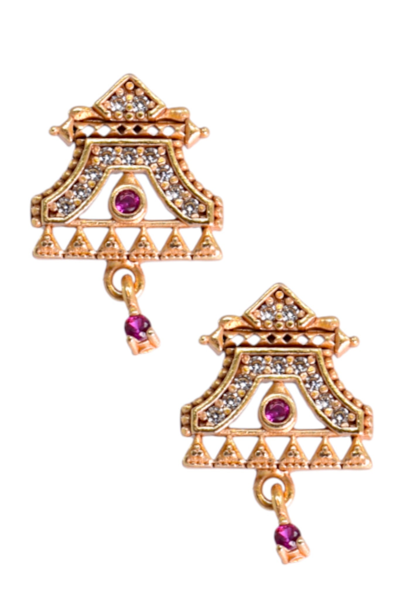 Meira Jewellery Gold Plated Stone Studded Pendant Necklace with Pink Center Accent for Women, Lightweight Party Jewellery for Festive, Wedding, Evening and Daily Styling with Premium Finish Chain-13