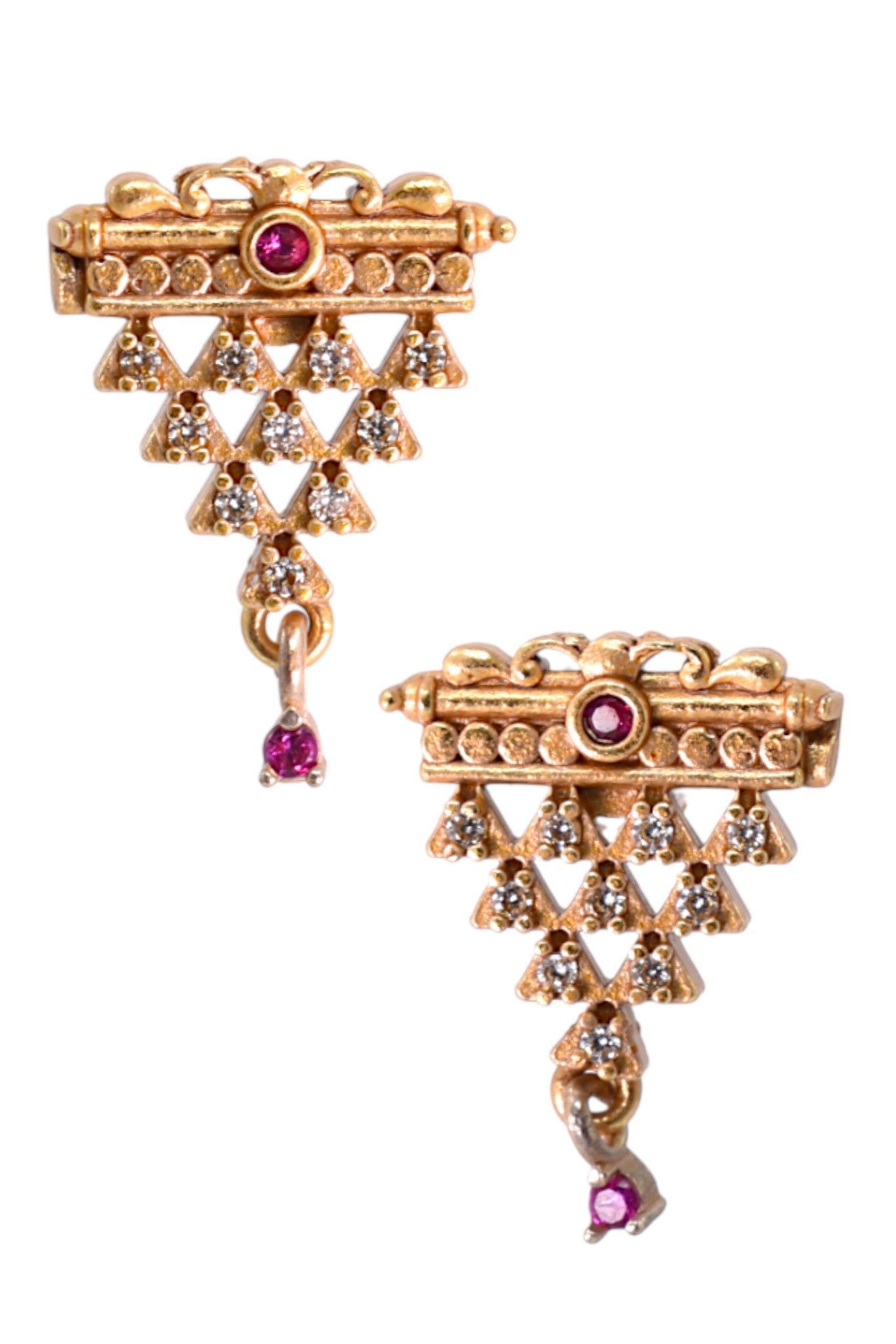 Meira Jewellery Gold Plated Stone Studded Pendant Necklace with Pink Center Accent for Women, Lightweight Party Jewellery for Festive, Wedding, Evening and Daily Styling with Premium Finish Chain-02