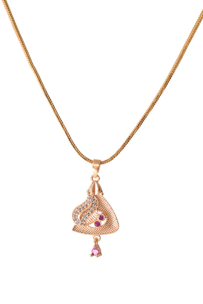 Meira Jewellery Gold Plated Stone Studded Pendant Necklace with Pink Center Accent for Women, Lightweight Party Jewellery for Festive, Wedding, Evening and Daily Styling with Premium Finish Chain-19