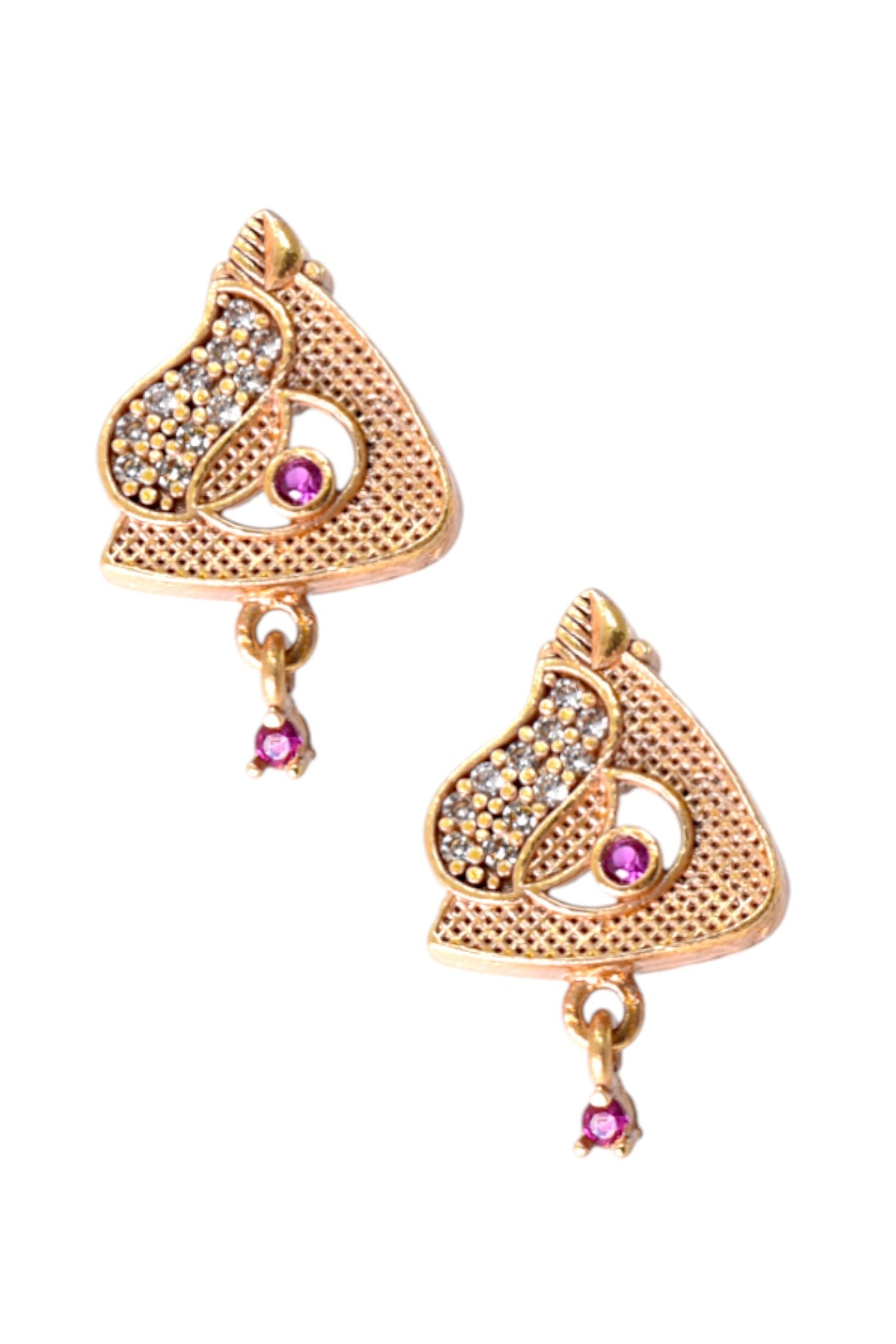 Meira Jewellery Gold Plated Stone Studded Pendant Necklace with Pink Center Accent for Women, Lightweight Party Jewellery for Festive, Wedding, Evening and Daily Styling with Premium Finish Chain-19