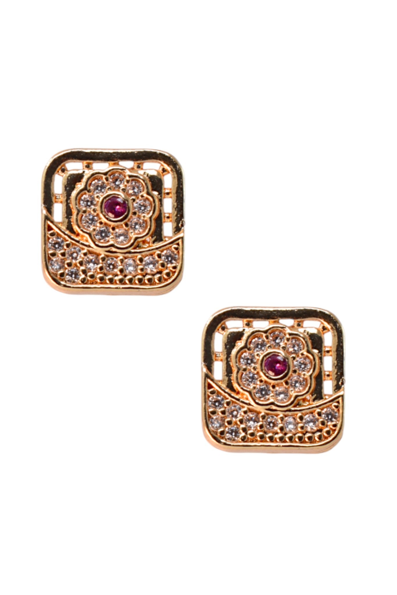 Meira Jewellery Rose Gold Plated Stone Studded Pendant Necklace with Pink Center Accent for Women, Lightweight Party Jewellery for Festive, Wedding, Evening, Daily Styling with Premium Finish Chain-01