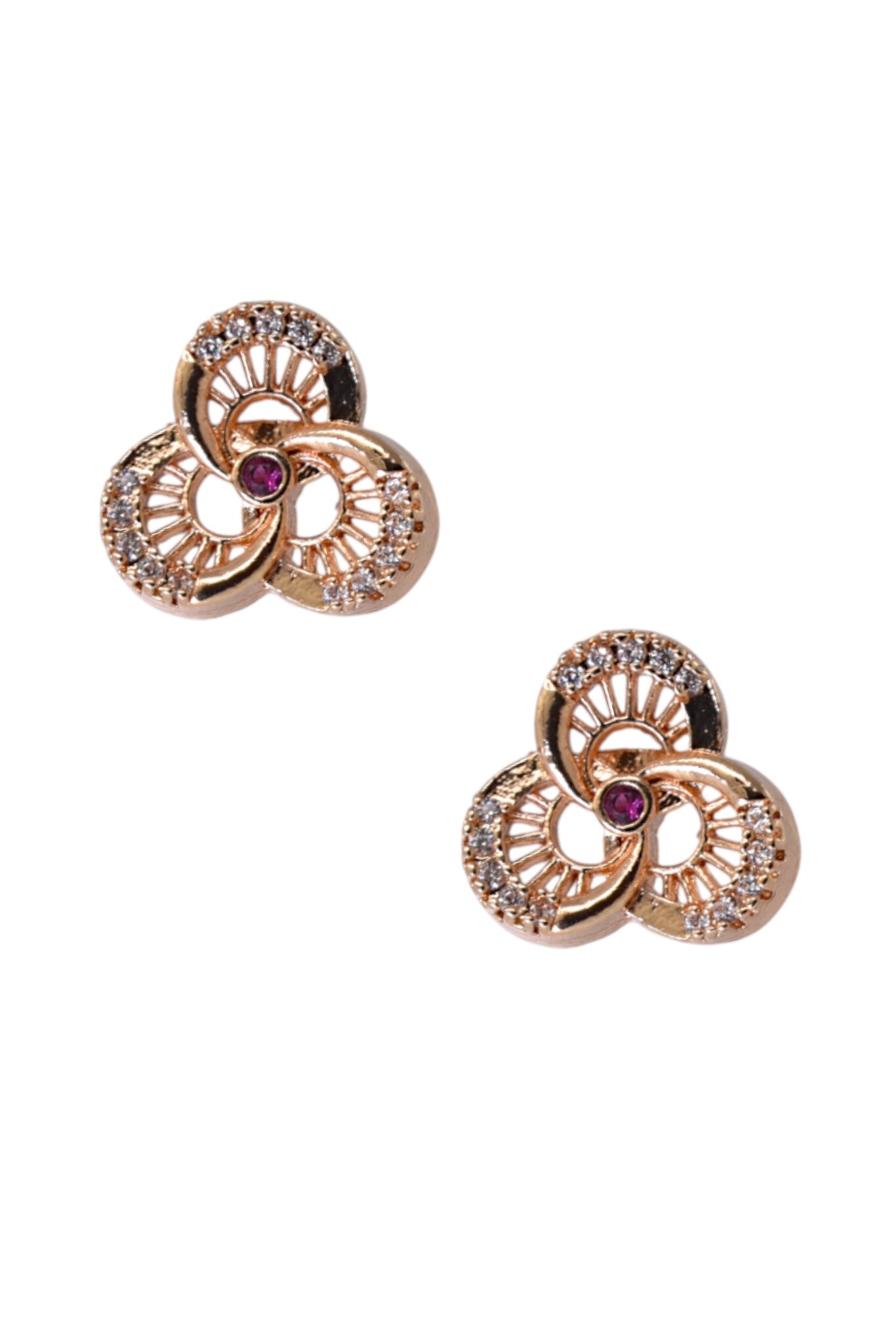 Meira Jewellery Rose Gold Plated Stone Studded Pendant Necklace with Pink Center Accent for Women, Lightweight Party Jewellery for Festive, Wedding, Evening, Daily Styling with Premium Finish Chain-02