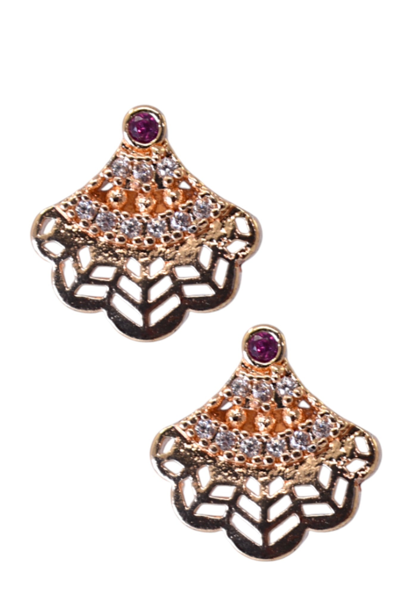 Meira Jewellery Rose Gold Plated Stone Studded Pendant Necklace with Pink Center Accent for Women, Lightweight Party Jewellery for Festive, Wedding, Evening, Daily Styling with Premium Finish Chain-06