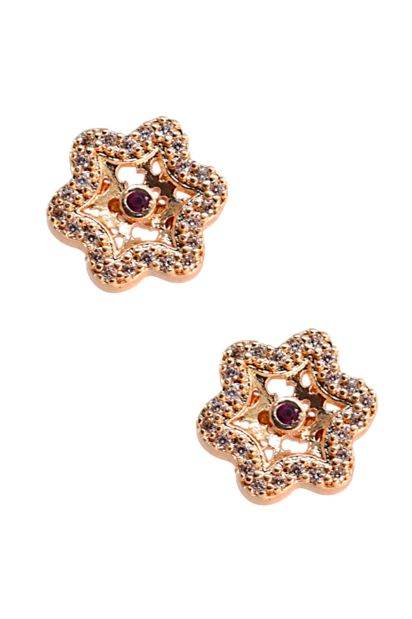 Meira Jewellery Gold Plated Stone Studded Pendant Necklace with Pink Center Accent for Women, Lightweight Party Jewellery for Festive, Wedding, Evening and Daily Styling with Premium Finish Chain-02