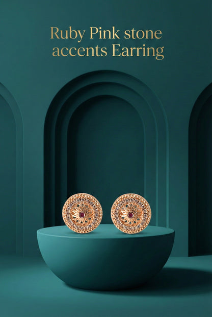 Meira Jewellery Rose Gold Plated Stone Studded Pendant Necklace with Pink Center Accent for Women, Lightweight Party Jewellery for Festive, Wedding, Evening, Daily Styling with Premium Finish Chain-10