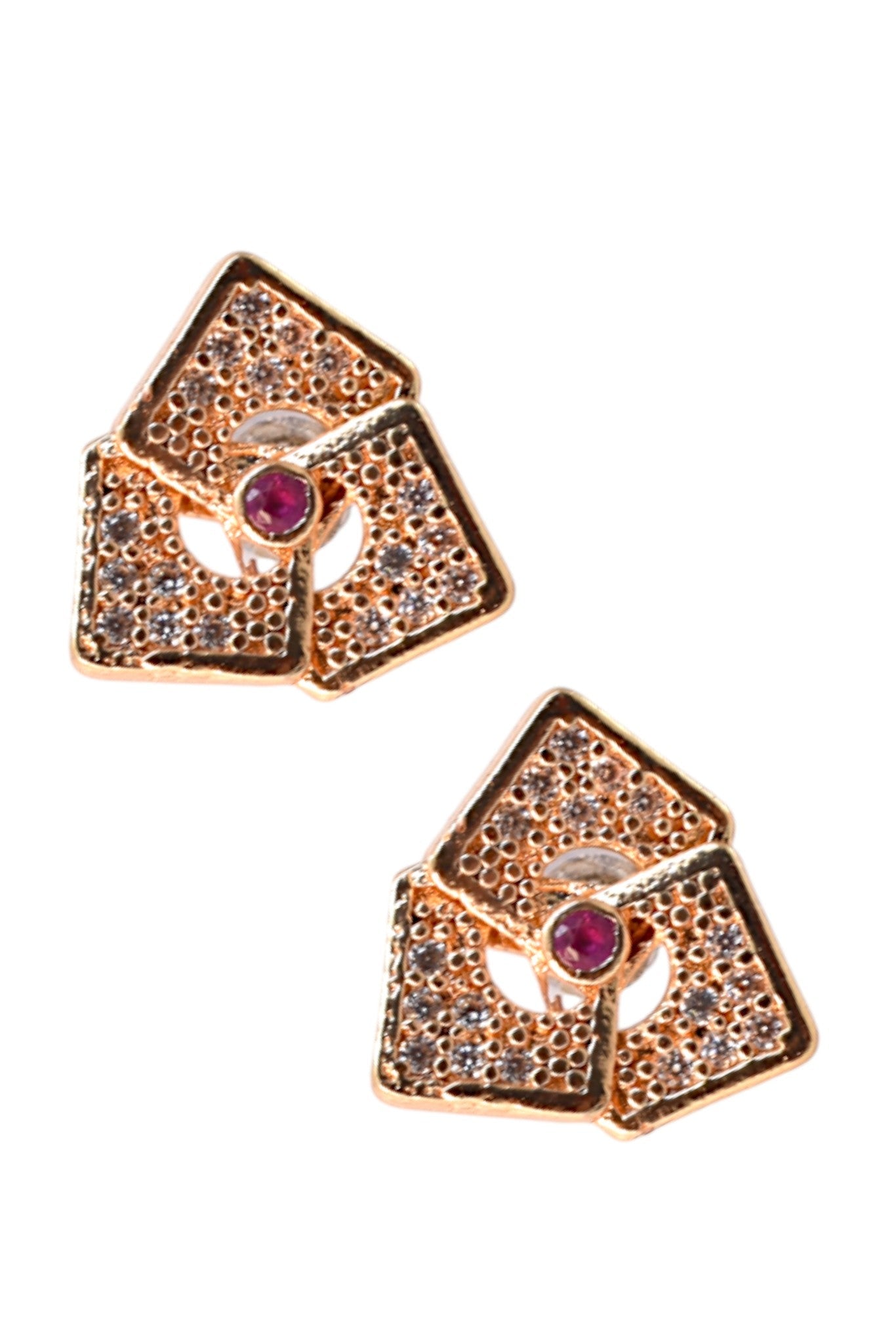 Meira Jewellery Rose Gold Plated Stone Studded Pendant Necklace with Pink Center Accent for Women, Lightweight Party Jewellery for Festive, Wedding, Evening, Daily Styling with Premium Finish Chain-11