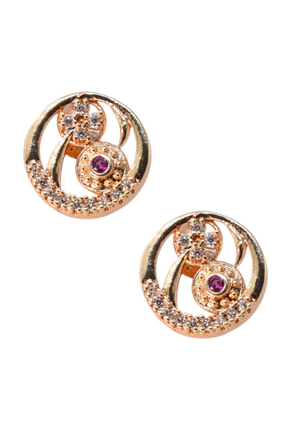 Meira Jewellery Gold Plated Stone Studded Pendant Necklace with Pink Center Accent for Women, Lightweight Party Jewellery for Festive, Wedding, Evening and Daily Styling with Premium Finish Chain-02