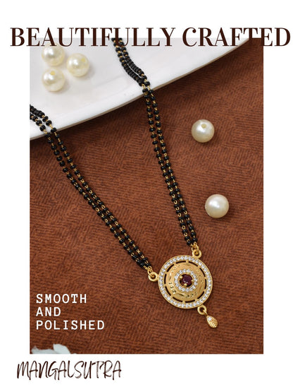 Meira Jewellery Traditional Mangalsutra for Women, Black Beads Chain with Pendant, Gold Plated Mangalsutra Necklace, Ethnic, Stylish Anniversary, Wedding, Festive Mangalsutra Jewellery for Women-31