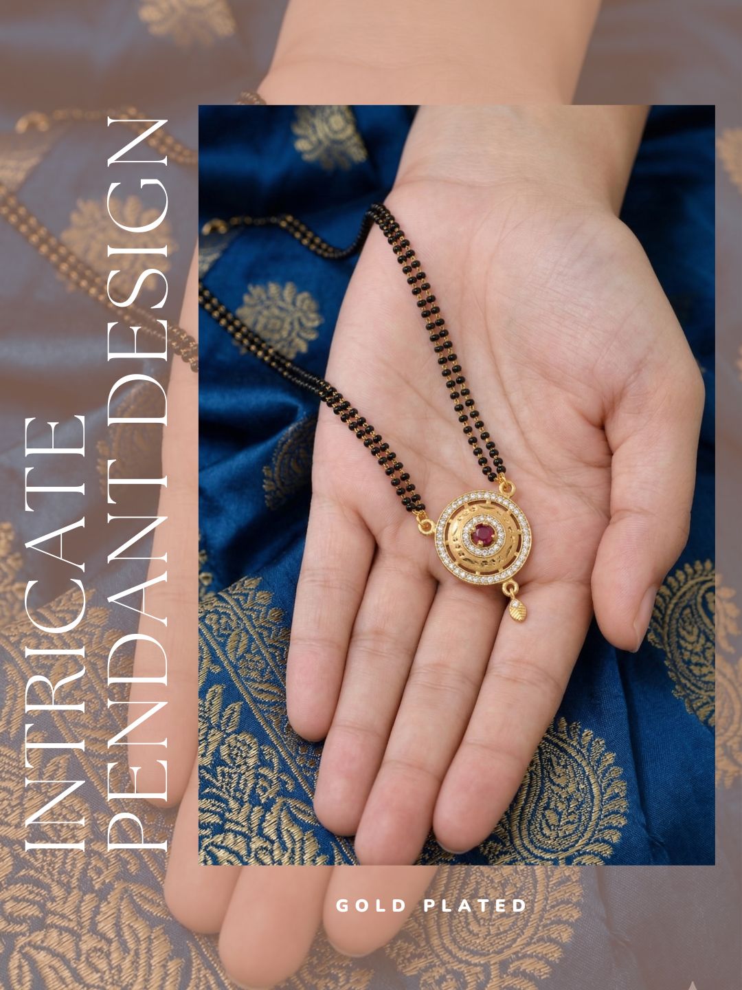 Meira Jewellery Traditional Mangalsutra for Women, Black Beads Chain with Pendant, Gold Plated Mangalsutra Necklace, Ethnic, Stylish Anniversary, Wedding, Festive Mangalsutra Jewellery for Women-31