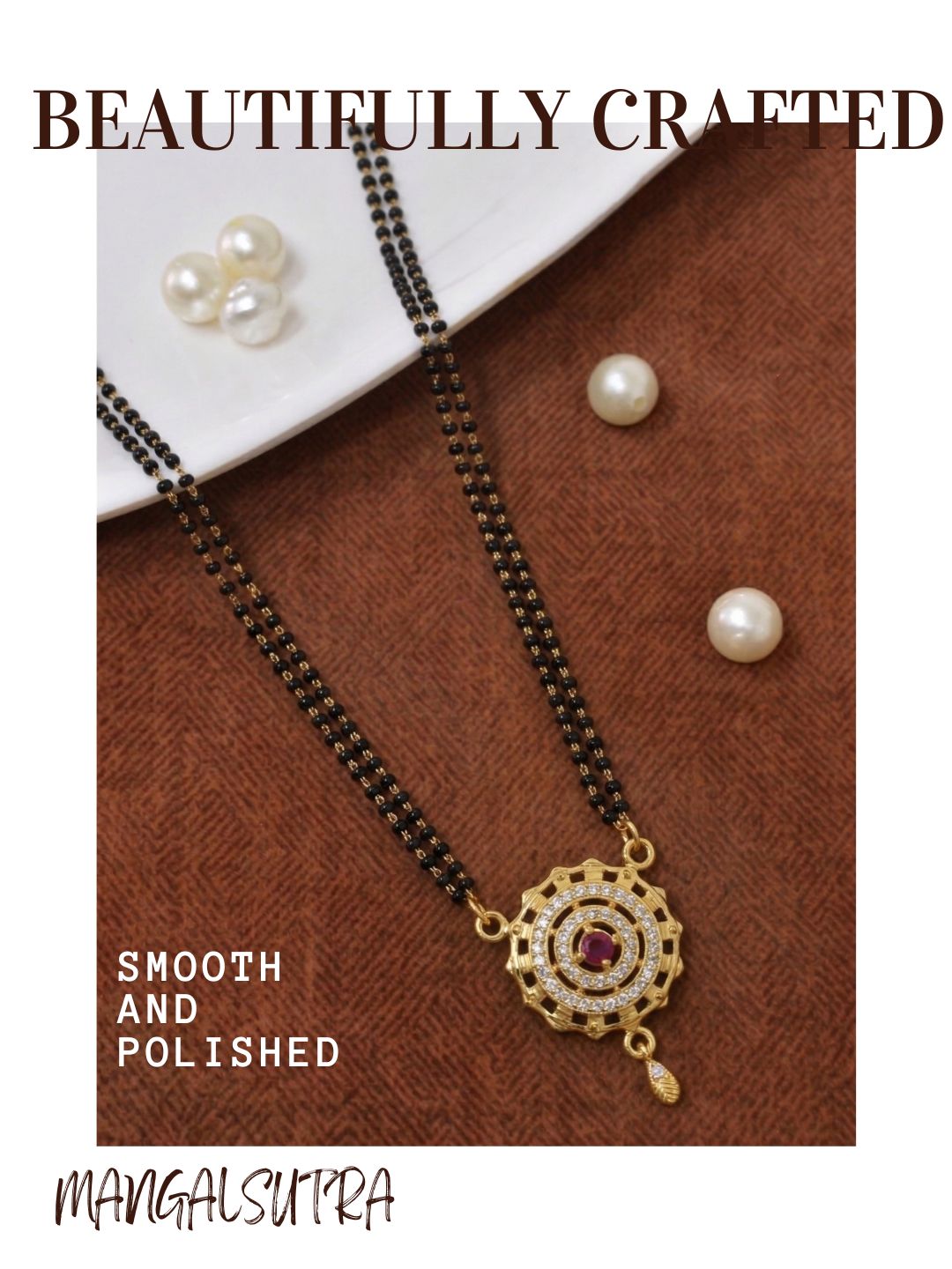 Meira Jewellery Traditional Mangalsutra for Women, Black Beads Chain with Pendant, Gold Plated Mangalsutra Necklace, Ethnic, Stylish Anniversary, Wedding, Festive Mangalsutra Jewellery for Women-32