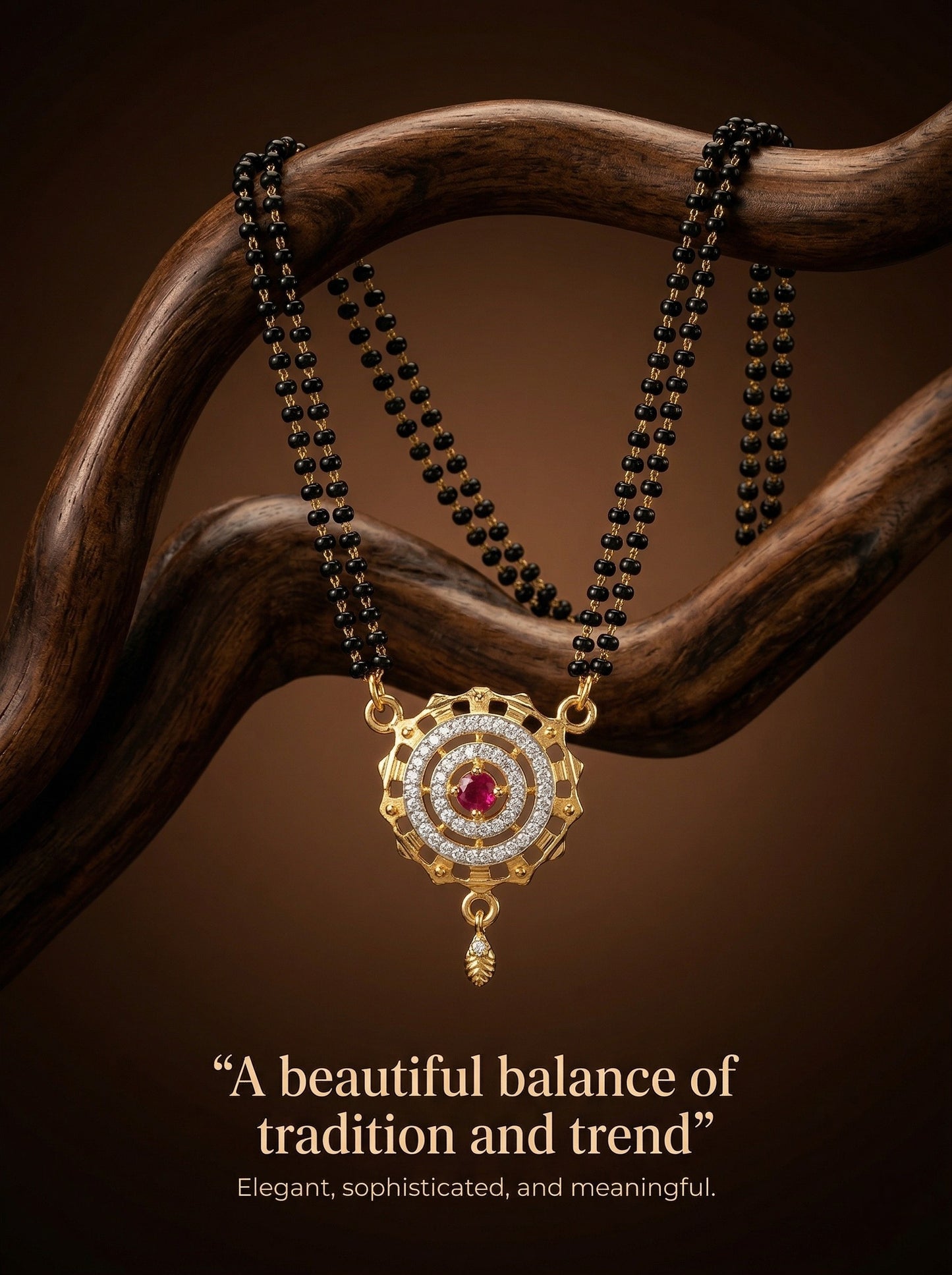 Meira Jewellery Traditional Mangalsutra for Women, Black Beads Chain with Pendant, Gold Plated Mangalsutra Necklace, Ethnic, Stylish Anniversary, Wedding, Festive Mangalsutra Jewellery for Women-32