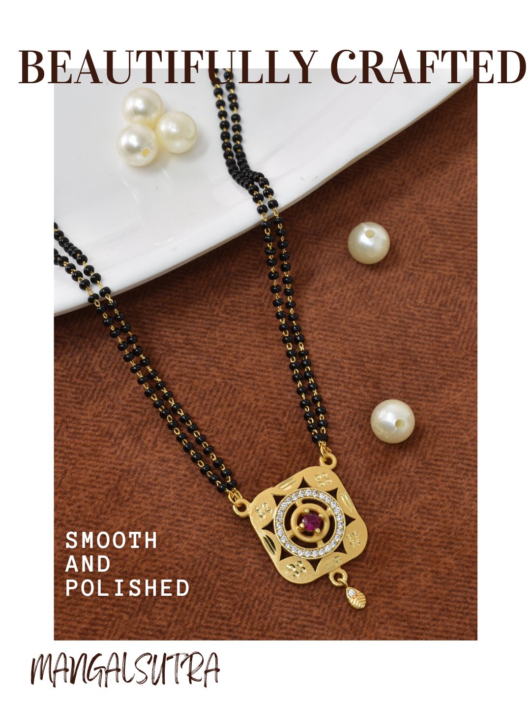 Meira Jewellery Traditional Mangalsutra for Women, Black Beads Chain with Pendant, Gold Plated Mangalsutra Necklace, Ethnic, Stylish Anniversary, Wedding, Festive Mangalsutra Jewellery for Women-33