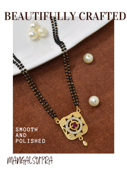 Meira Jewellery Traditional Mangalsutra for Women, Black Beads Chain with Pendant, Gold Plated Mangalsutra Necklace, Ethnic, Stylish Anniversary, Wedding, Festive Mangalsutra Jewellery for Women-33