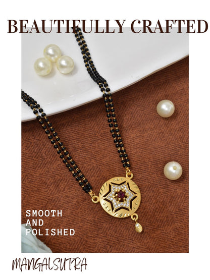 Meira Jewellery Traditional Mangalsutra for Women, Black Beads Chain with Pendant, Gold Plated Mangalsutra Necklace, Ethnic, Stylish Anniversary, Wedding, Festive Mangalsutra Jewellery for Women-34