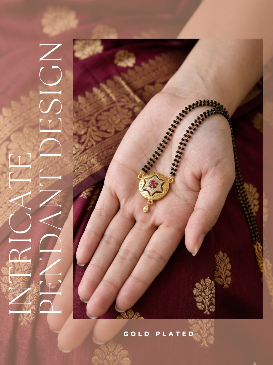 Meira Jewellery Traditional Mangalsutra for Women, Black Beads Chain with Pendant, Gold Plated Mangalsutra Necklace, Ethnic, Stylish Anniversary, Wedding, Festive Mangalsutra Jewellery for Women-34