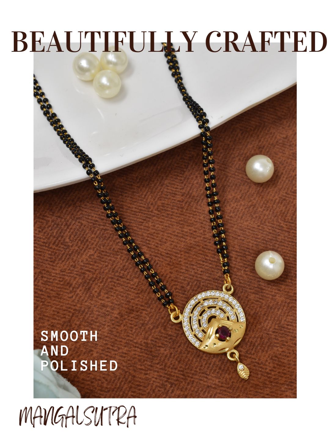Meira Jewellery Traditional Mangalsutra for Women, Black Beads Chain with Pendant, Gold Plated Mangalsutra Necklace, Ethnic, Stylish Anniversary, Wedding, Festive Mangalsutra Jewellery for Women-35