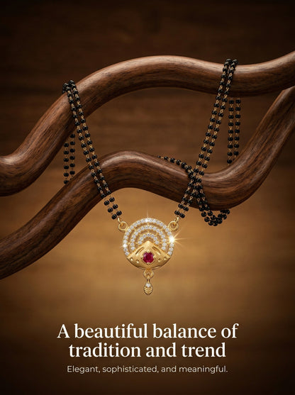 Meira Jewellery Traditional Mangalsutra for Women, Black Beads Chain with Pendant, Gold Plated Mangalsutra Necklace, Ethnic, Stylish Anniversary, Wedding, Festive Mangalsutra Jewellery for Women-35