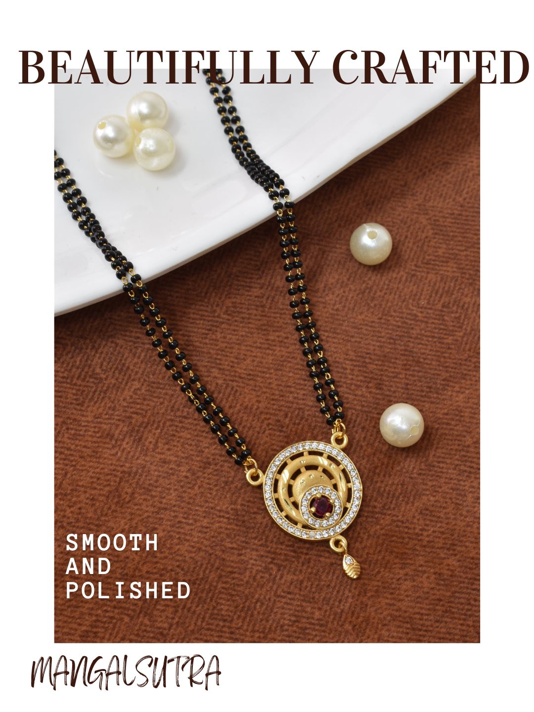 Meira Jewellery Traditional Mangalsutra for Women, Black Beads Chain with Pendant, Gold Plated Mangalsutra Necklace, Ethnic, Stylish Anniversary, Wedding, Festive Mangalsutra Jewellery for Women-36