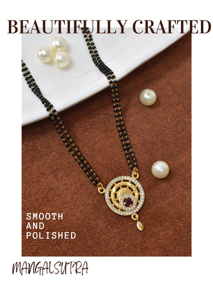 Meira Jewellery Traditional Mangalsutra for Women, Black Beads Chain with Pendant, Gold Plated Mangalsutra Necklace, Ethnic, Stylish Anniversary, Wedding, Festive Mangalsutra Jewellery for Women-36