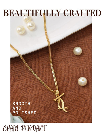 Meira Jewellery Gold Plated Traditional Chain Pendant in Stylish Krishna Murli Design for Women, Minimalist Gold Chain Necklace with Religious Style Charm, Daily Ethnic Simple Pendant Chain Necklace