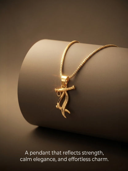 Meira Jewellery Gold Plated Traditional Chain Pendant in Stylish Krishna Murli Design for Women, Minimalist Gold Chain Necklace with Religious Style Charm, Daily Ethnic Simple Pendant Chain Necklace