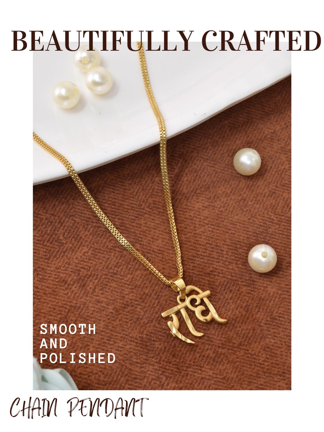 Meira Jewellery Gold Plated Traditional Chain Pendant in Stylish Radhe Design for Women, Minimalist Gold Chain Necklace with Religious Name Style Charm, Daily Ethnic Simple Pendant Chain Necklace