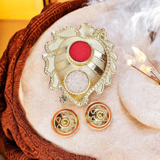 Pooja thali,pooja platter,karvachauth thali pooja items,kumkum dani,roli-chawal plate,roli haldi platter