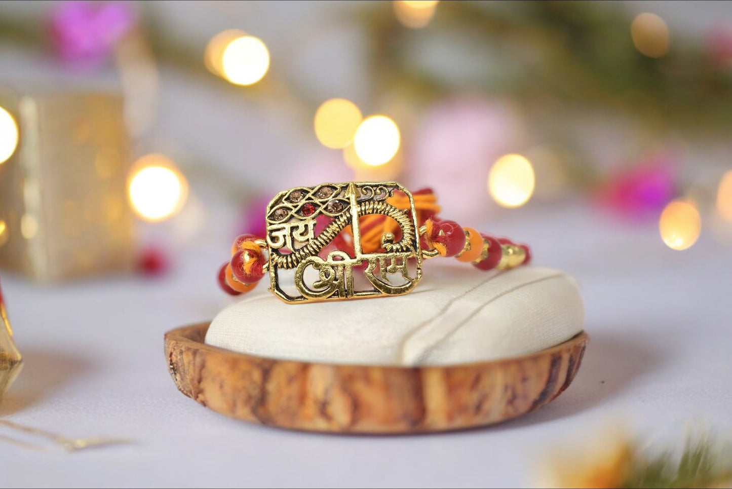 Spiritual Jai Shree Ram With bow  Rakhis  Divine Goldplated  Multicolored  Rakhis  Set of 5 Rakhi   with Pack of Roli Chawal n Card |rakhi for brother|Bhaiya Rakhi | Kids rakhi |Rakhi for kids|Rakhi for Bhaiya