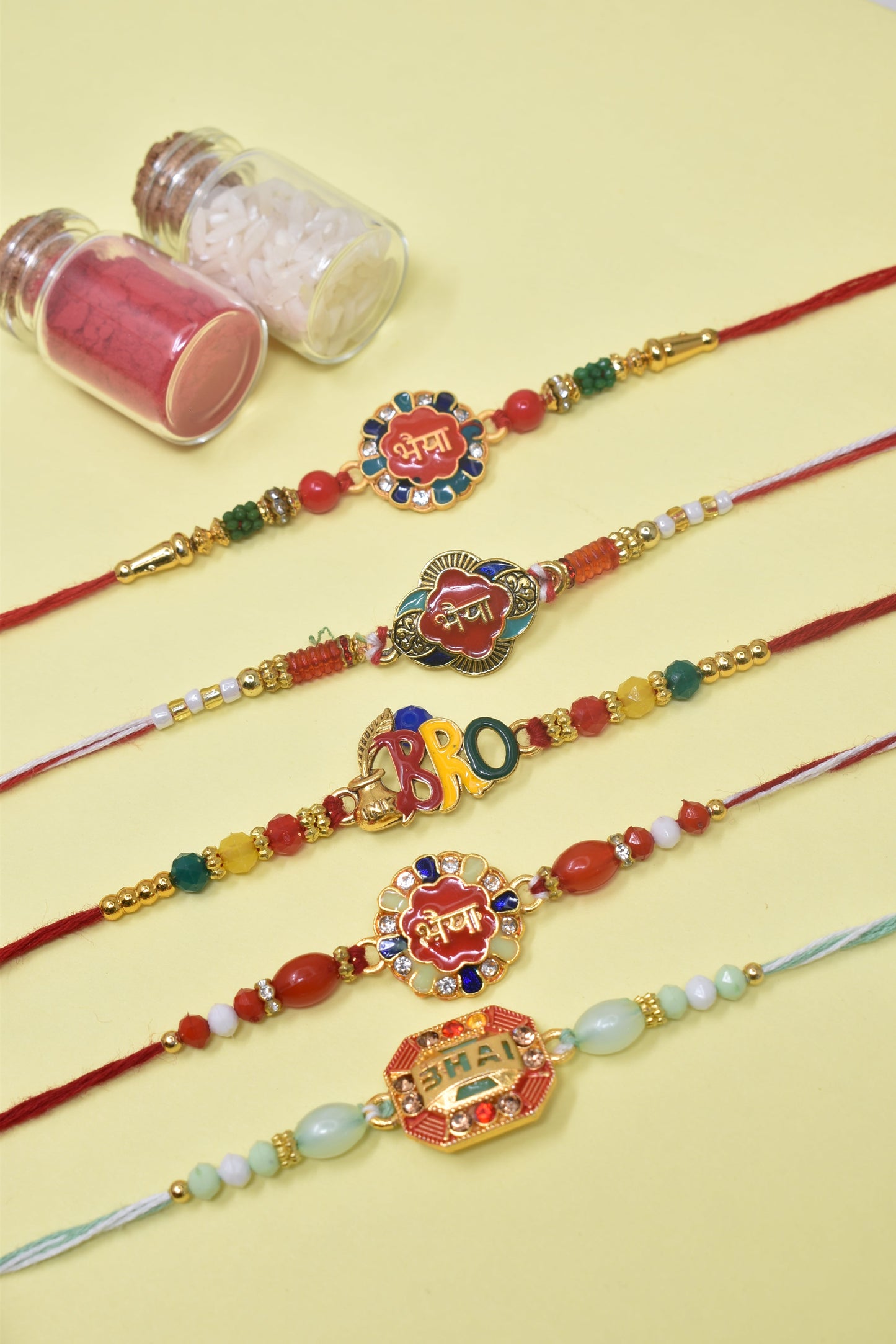 Set of 5 Rakhi, Rakhi for bhai bhabhi and kids