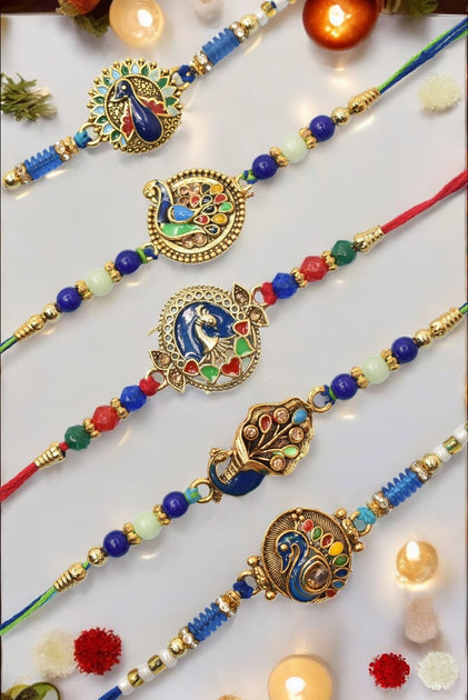 Designer Little Bro Rakhis for brother Set of 5 Rakhi Made from Cotton ...