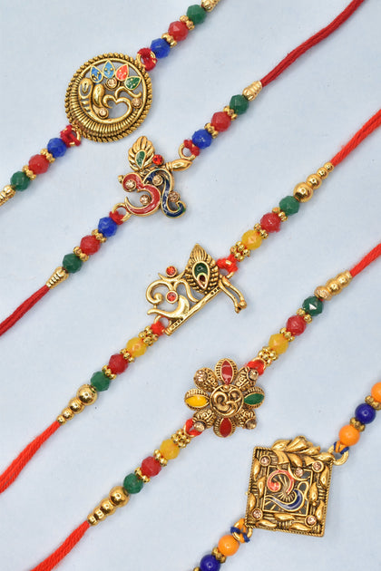 Designer Little Bro Rakhis for brother Set of 5 Rakhi Made from Cotton ...