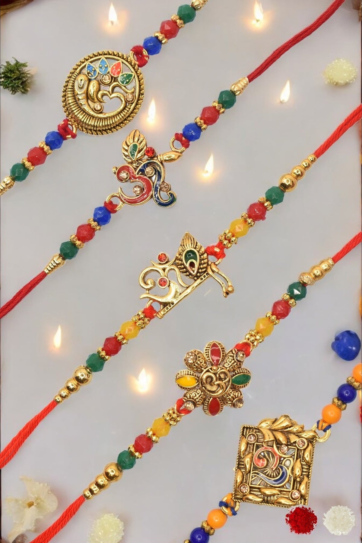 Designer Little Bro Rakhis for brother Set of 5 Rakhi Made from Cotton ...
