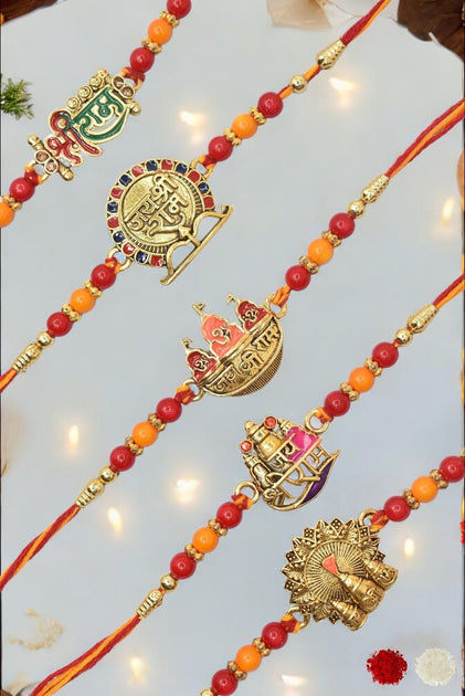 Designer Little Bro Rakhis for brother Set of 5 Rakhi Made from Cotton ...