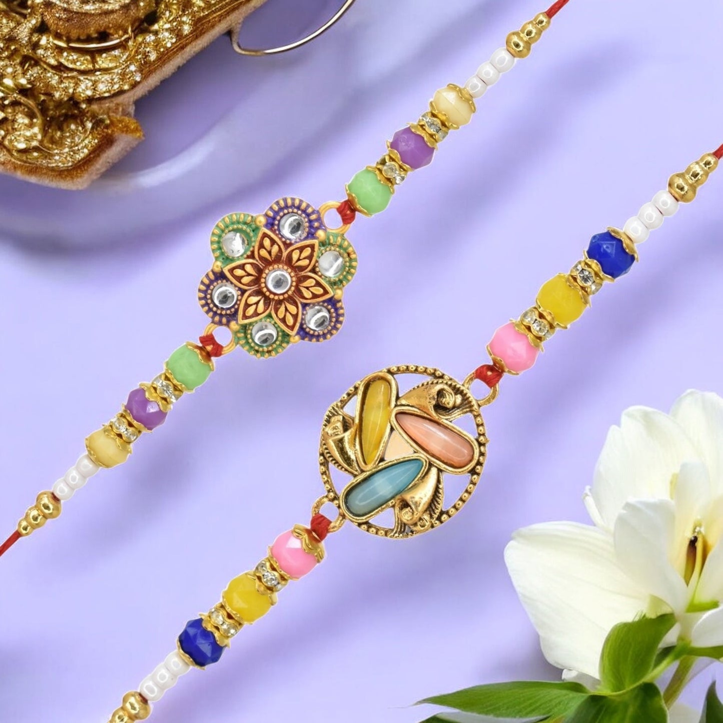 Rakhi with Greeting Card and Box