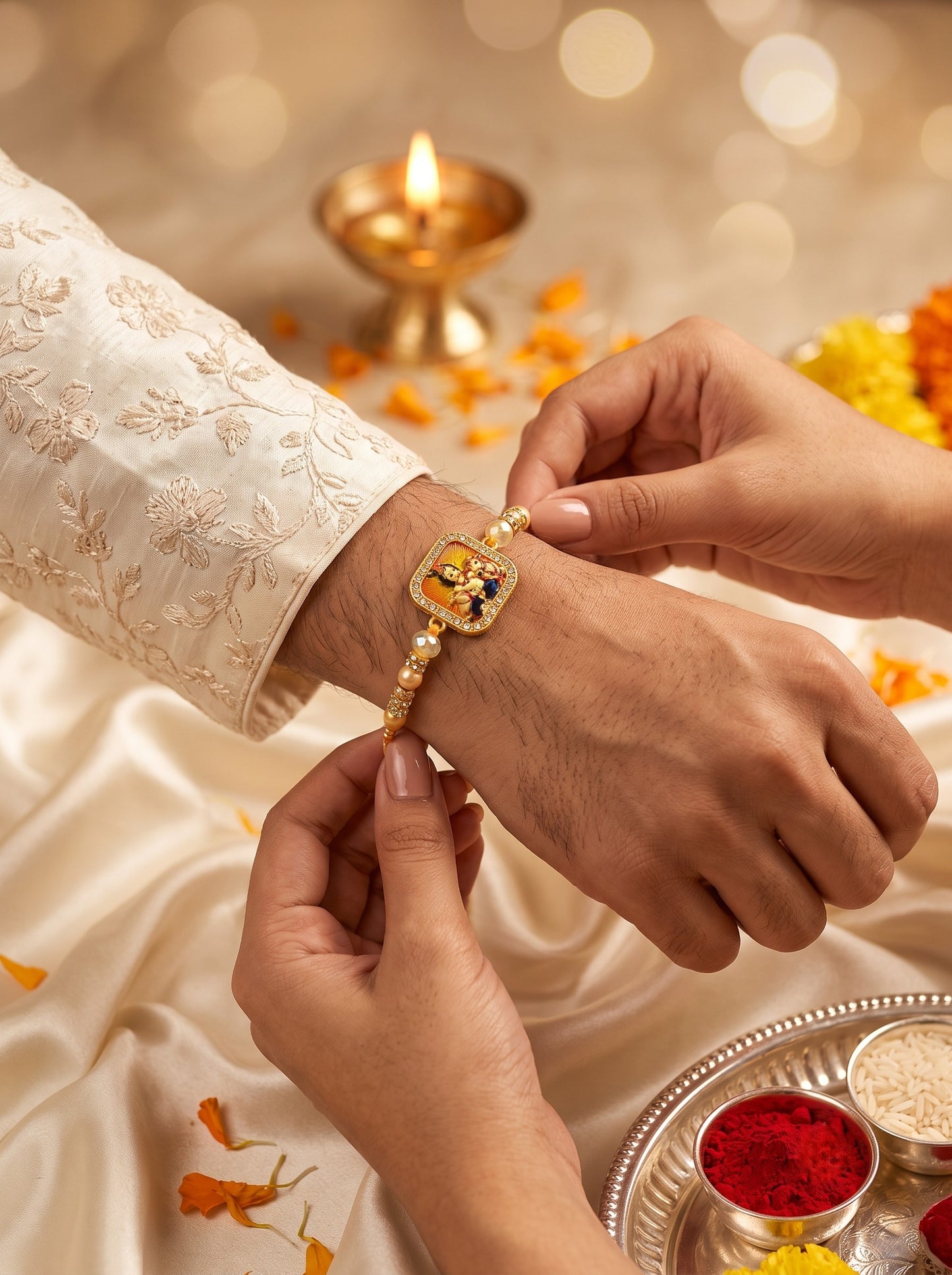 Designer AD Studded krishna Rakhi