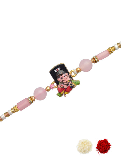 Cute Ganesha Design Pink Kids Rakhi