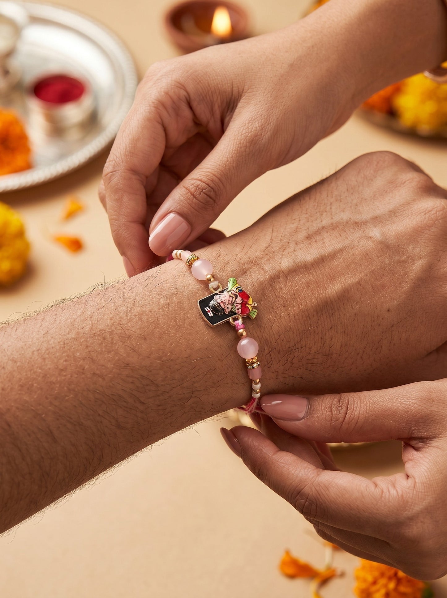 Cute Ganesha Design Pink Kids Rakhi