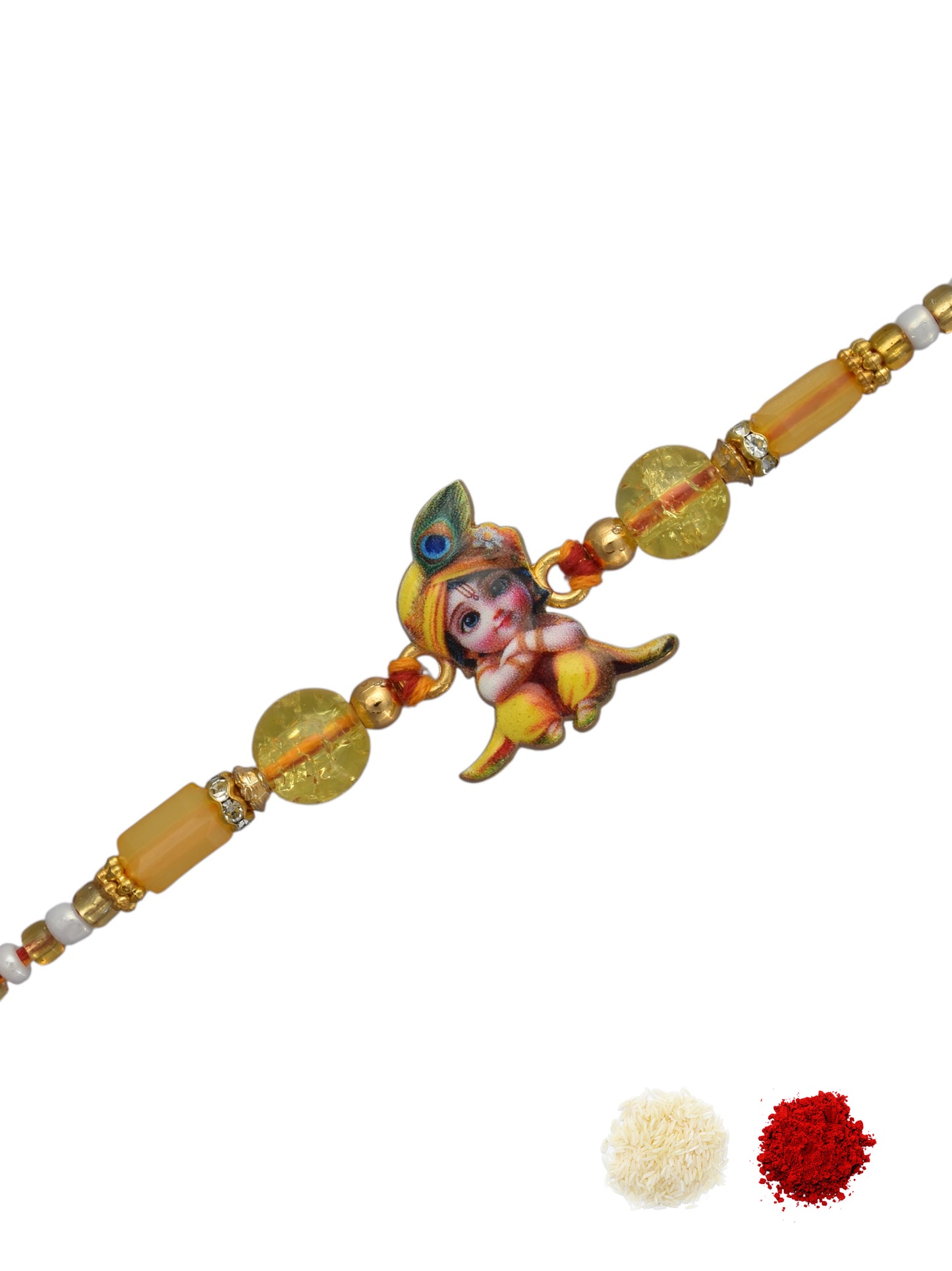 Divine Krishna Design Yellow Kids Rakhi