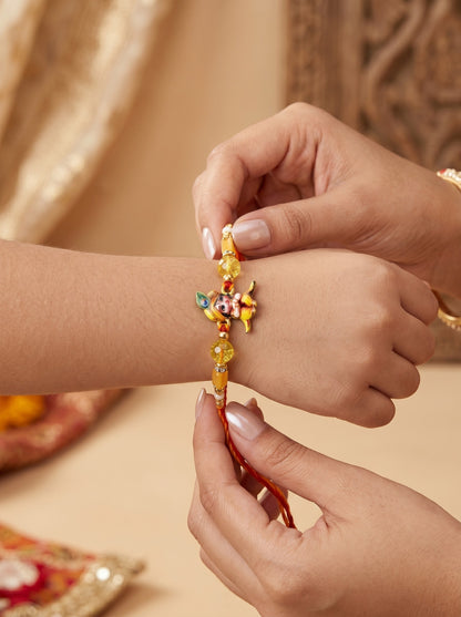 Divine Krishna Design Yellow Kids Rakhi