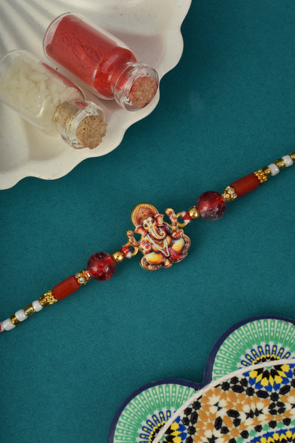 Ganesha Design Red Color Rakhi for kids