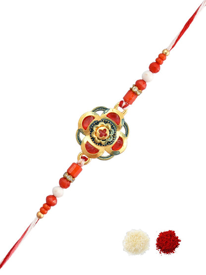 Red Flower Design Rakhi for Kids