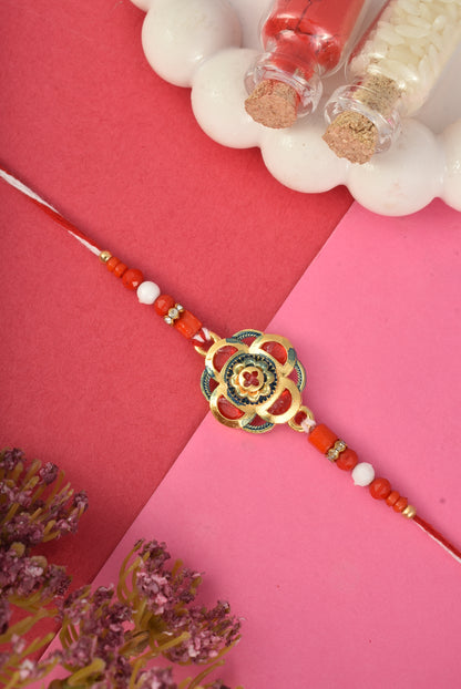Red Flower Design Rakhi for Kids