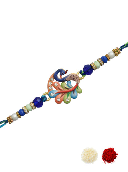 Vibrant Morpankh Design Rakhi for Brother