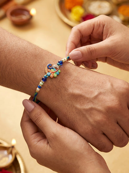 Vibrant Morpankh Design Rakhi for Brother