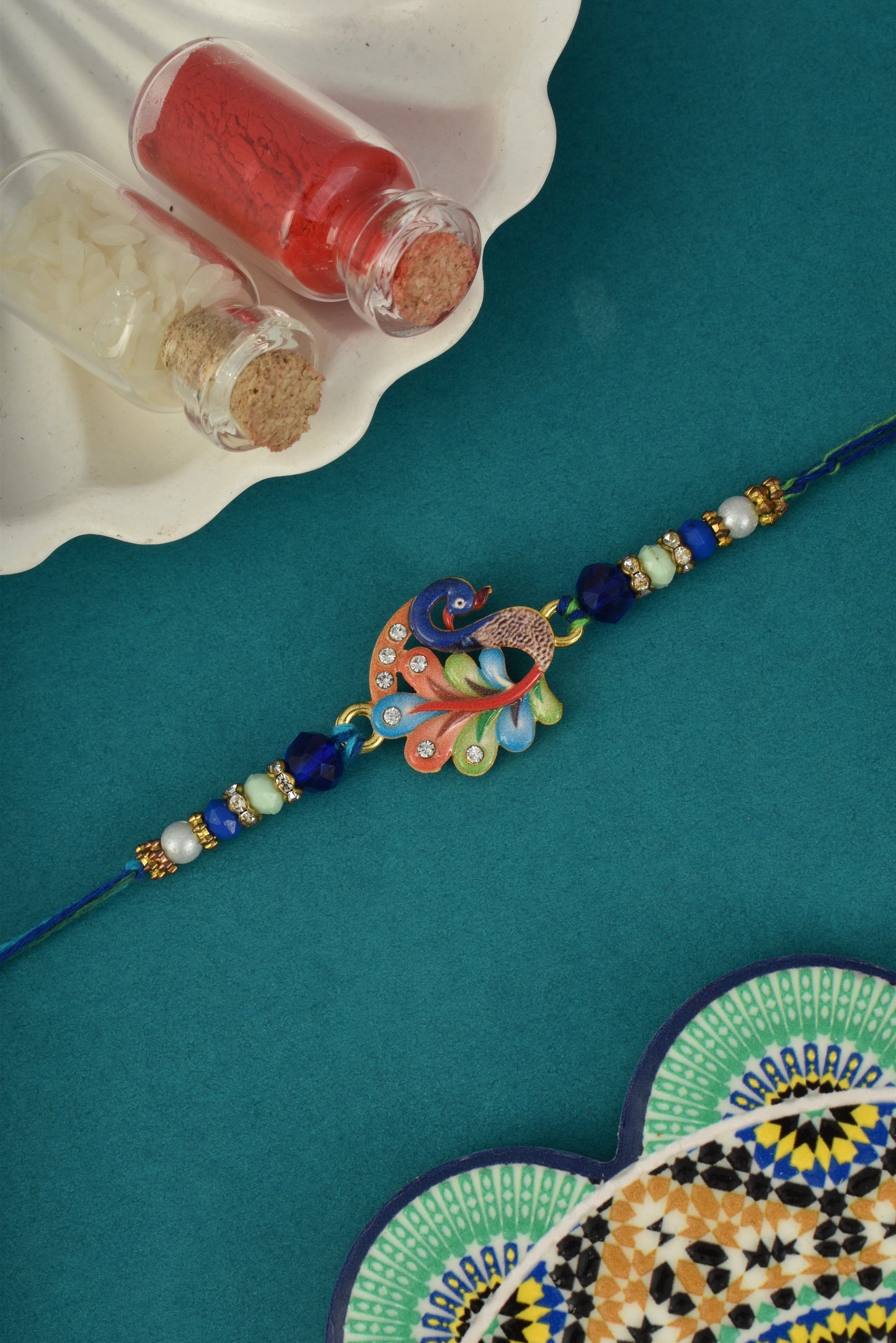 Vibrant Morpankh Design Rakhi for Brother